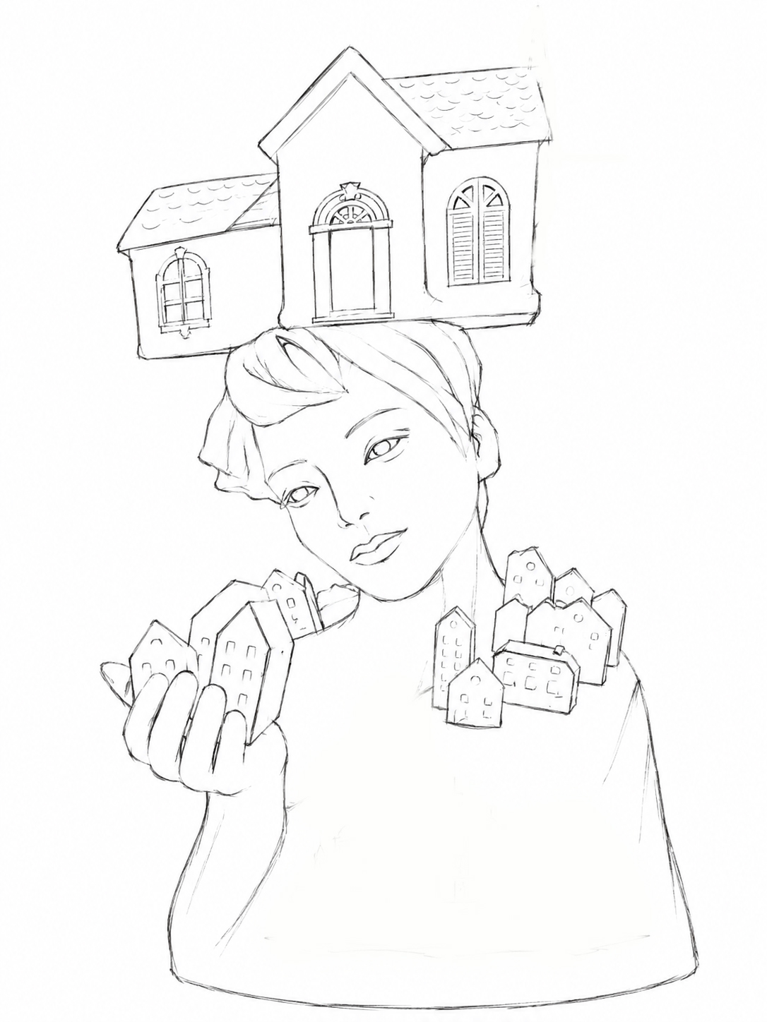 The original pencil sketch for the Architect, drawn before the sculpture was built