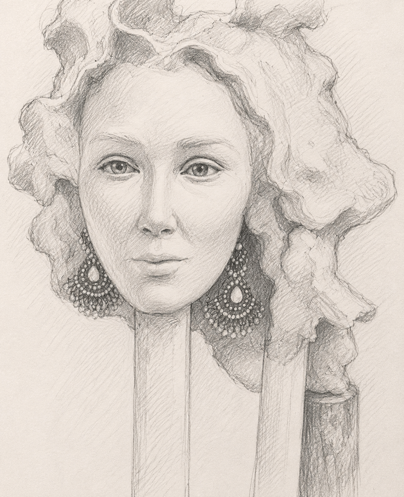 The original pencil sketch for the Fashion Designer, drawn before the sculpture was built