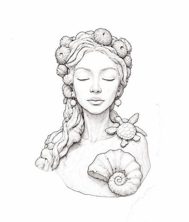 The original pencil sketch for the Marine Biologist, drawn before the sculpture was built