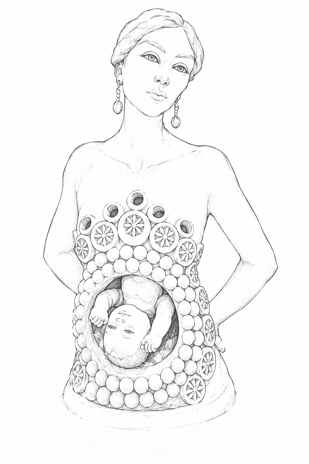 The original pencil sketch for the Mother, drawn before the sculpture was built