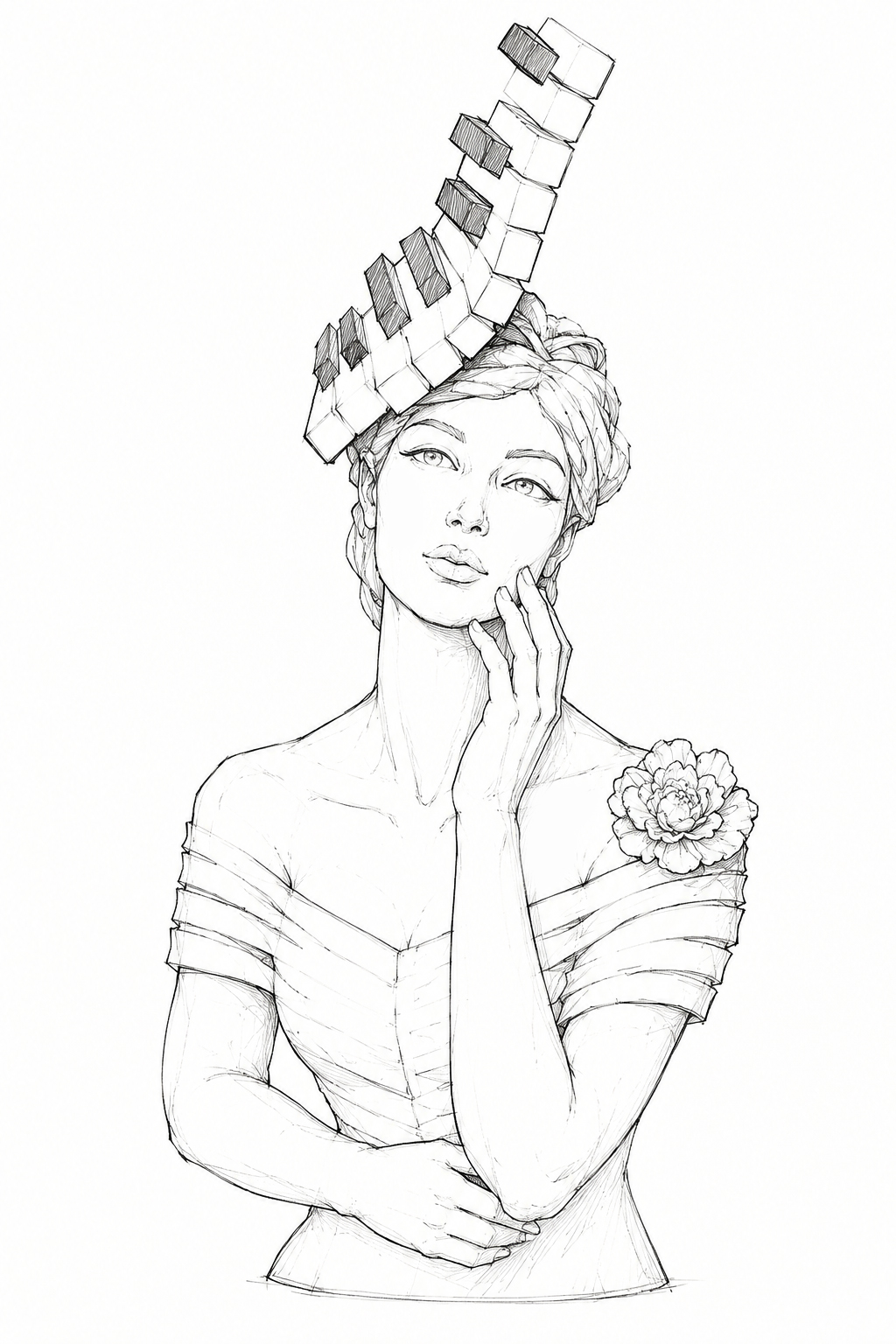 The original pencil sketch for the Pianist, drawn before the sculpture was built